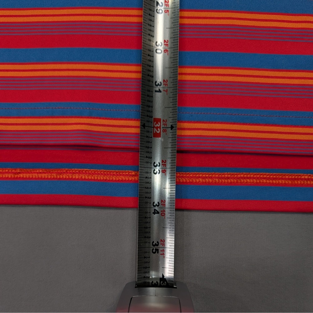 Dunning Golf Striped Performance Polo XL Bright Red Blue Stretch - Picture 10 of 10